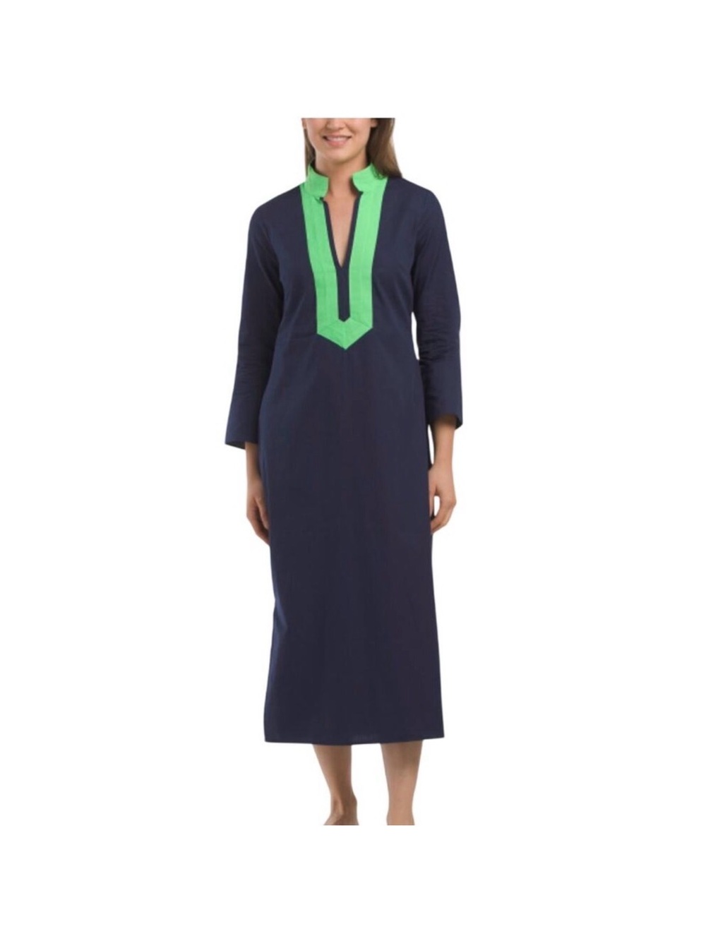 Sail to Sable Navy Caftan with Green Trim